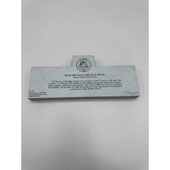 1995 Beaver Falls High School PA Wood Shelf Sitter Hometowne Collectible READ - Picture 3 of 9